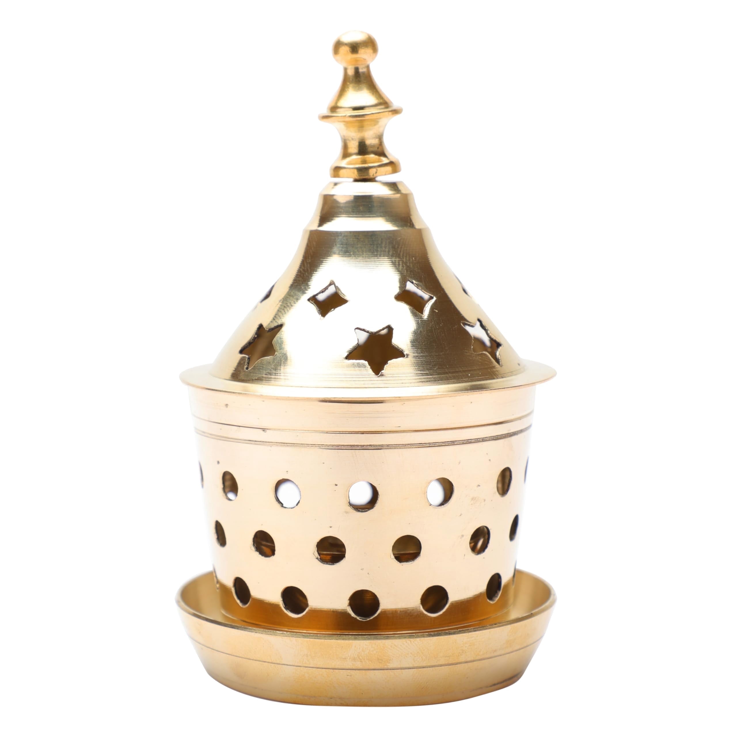 Decorative Brass Star Shape akhand Oil Diya/Lamp Puja Brass Oil Lamp Pooja Essential Indian Traditional Festival Laxmi Poojan New year Gifts Decorations Home Decor (Size:-L;4 Inch,H;2 Inch)(Golden)