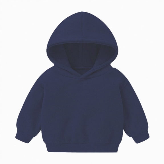 Xyant Toddler Baby Boy Girl Hoodies Solid Color Long Sleeve Hooded Sweatshirt Top Fall Winter Clothes (Navy,12-18 Months)