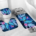 thumbnail image 3 of Modern Blue Butterfly Shower Curtain Set with Rugs, Toilet Lid Cover, Bath Mat, 3D Butterfly Roses Bathroom Decor Shower Curtain Sets, Soft Waterproof Fabric Bathroom Shower Curtains with Hooks, 3 of 6