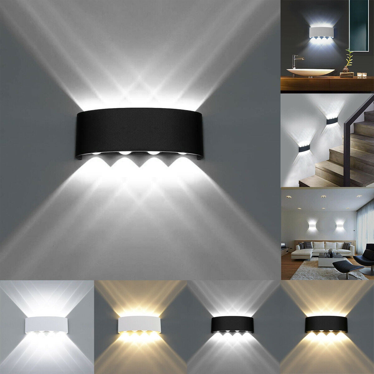 LED Wall Lights Modern Up Down Sconce Lighting Fixture Lamp Indoor Outdoor 6W/8W 