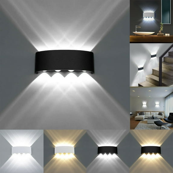 8W Modern Sconce Outdoor/Indoor LED Wall Lamp Garden Corridor Balcony Up Down Light, White (White Light)