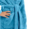 thumbnail image 3 of BC BARE COTTON Kids Microfiber Fleece Hooded Robe - Girls - Turquoise - Medium, 3 of 5