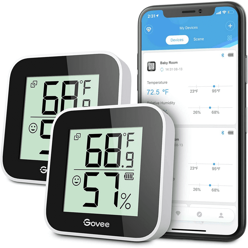 Govee Temperature Humidity Monitor 2-Pack, Indoor Room Thermometer