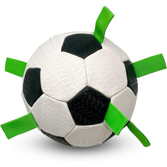 Hyper Pet The Original Quality Grab Tabs Dog Soccer Ball & Dog Football (Indoor-Outdoor Interactive Dog Toy Dog Balls with Easy Grab Tabs) Fun Dog Tug Toy and Dog Ball - 7.5"