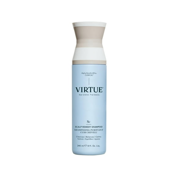 VIRTUE Shampooing Remède pour Cuir Chevelu, Équilibrant du Microbiome pour Cuirs Chevelus Secs, Gras et Irrités, Sans Parfum, Sûr pour Tous les Types de Cheveux, Sûr pour les Couleurs, 8 Fl Oz