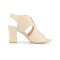 thumbnail image 3 of BLISSFUL STEP Women's Heels Front Zipped Slingback Chunky Heel Sandals Beige 10, 3 of 6