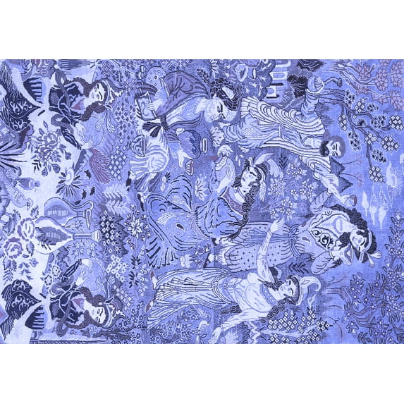 Ahgly Company Machine Washable Indoor Rectangle Animal Blue Traditional Area Rugs, 4' x 6'