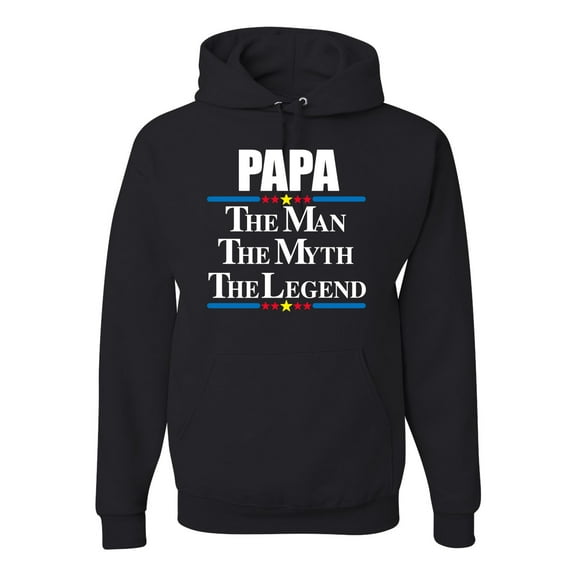 Wild Bobby,Papa The Man The Myth The Legend Best Daddy Father Gift, Father's Day, Unisex Graphic Hoodie Sweatshirt, Black, Small