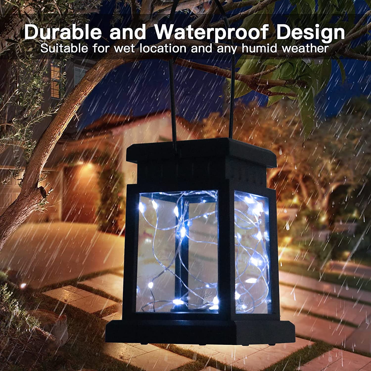 Solar Lantern Lights Outdoor, 2 Pack Vintage Small Palace Hanging Light, Solar Powered Waterproof Landscape Lamp for Pathway Deck Garden Decor, Multicolor