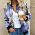 thumbnail image 2 of Womens Bomber Jacket 2025 Long Sleeve Zip Up Floral Outerwear Lightweight Loose Casual Fall Cardigan Coats With Pockets, 2 of 4