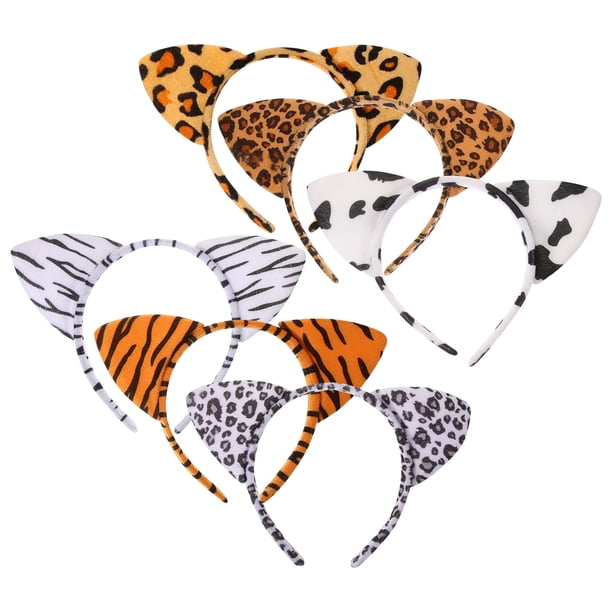 Diademas de animales del zoológico con orejas de gato con estampado de leopardo, accesorio para el cabello para fiesta, linda diadema para recién nacidos