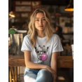 thumbnail image 4 of Women's T-Shirts, Giraffe Pink Bubble Animal Cotton Crewneck Tee Short Sleeve Casual Tops Loose Graphic T-Shirt White, XL, 4 of 7