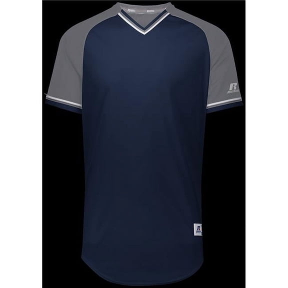 Russell R01X3M.06R.L Adult Classic V-Neck Jersey - Navy, Steel & White - Large