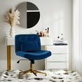thumbnail image 2 of Adjustable Modern Swivel Velvet Desk Task Chair for Makeup Vanity Navy, 2 of 8