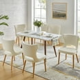 thumbnail image 2 of Dining Chairs Set of 6 Fabric Upholstered Wingback Accent Side Chairs Solid Wood Legs Hollow Design Home Kitchen Living Bedroom Ivory, 2 of 8