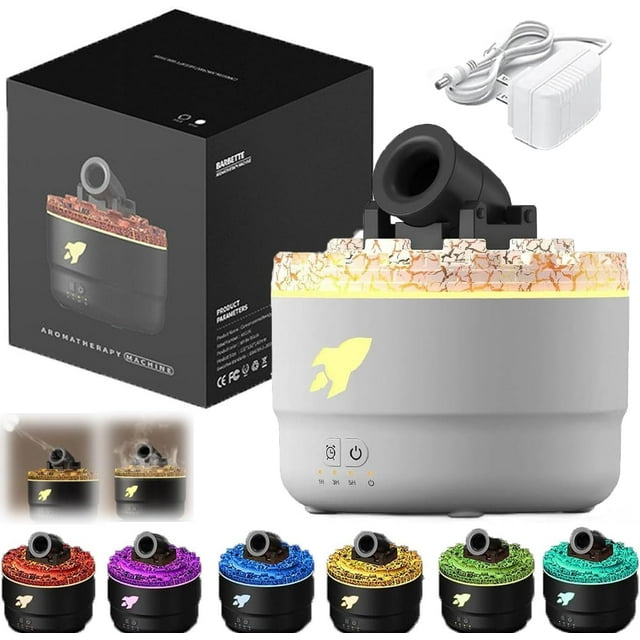 Cannon Blast Aroma Humidifier, 7 Colors LED Vapor Cannon Humidifier Silent Diffuser, 2 Mode Creative Turret Cool Mist Air Aromatherapy Humidifier, Small Desktop Humidifier for Bedroom