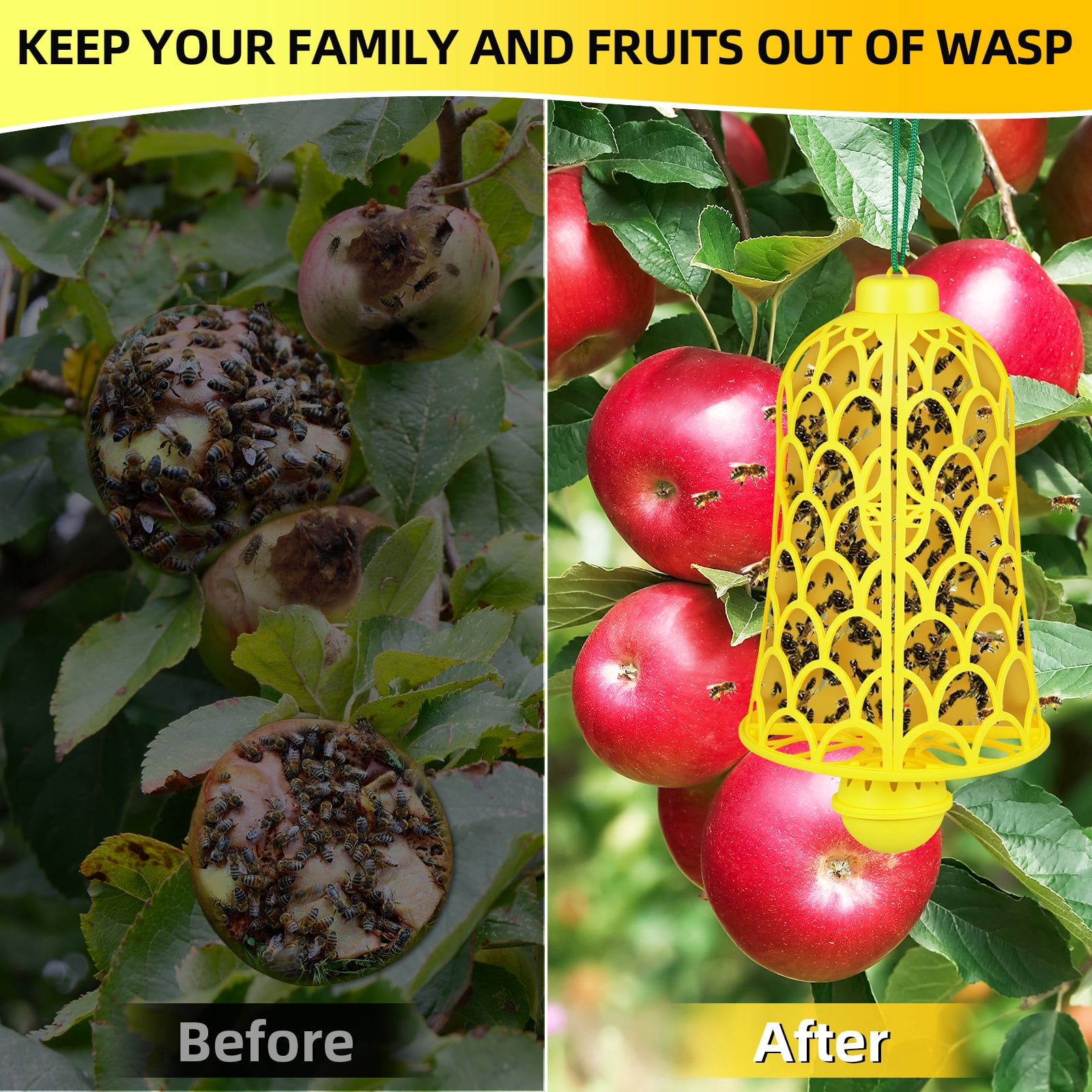 G·PEH 2-Pack Outdoor Hanging Wasp & Hornet Traps,Reusable Bee Catcher