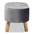 thumbnail image 3 of Baxton Studio Simone Ottomane en Bois Rembourrée en Tissu de Velours Gris, 3 of 8
