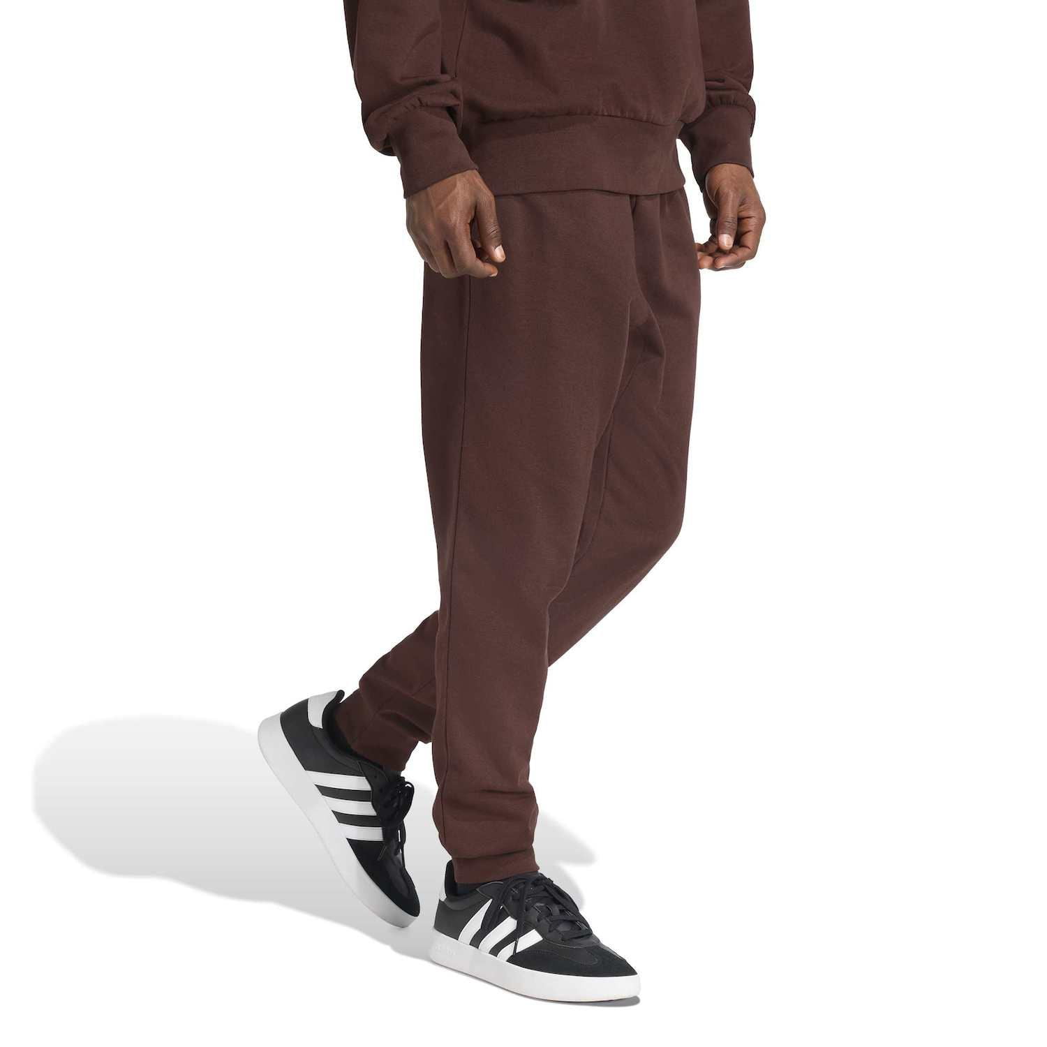adidas Men's Essentials Fleece Regular Tapered Pants, Shadow Brown