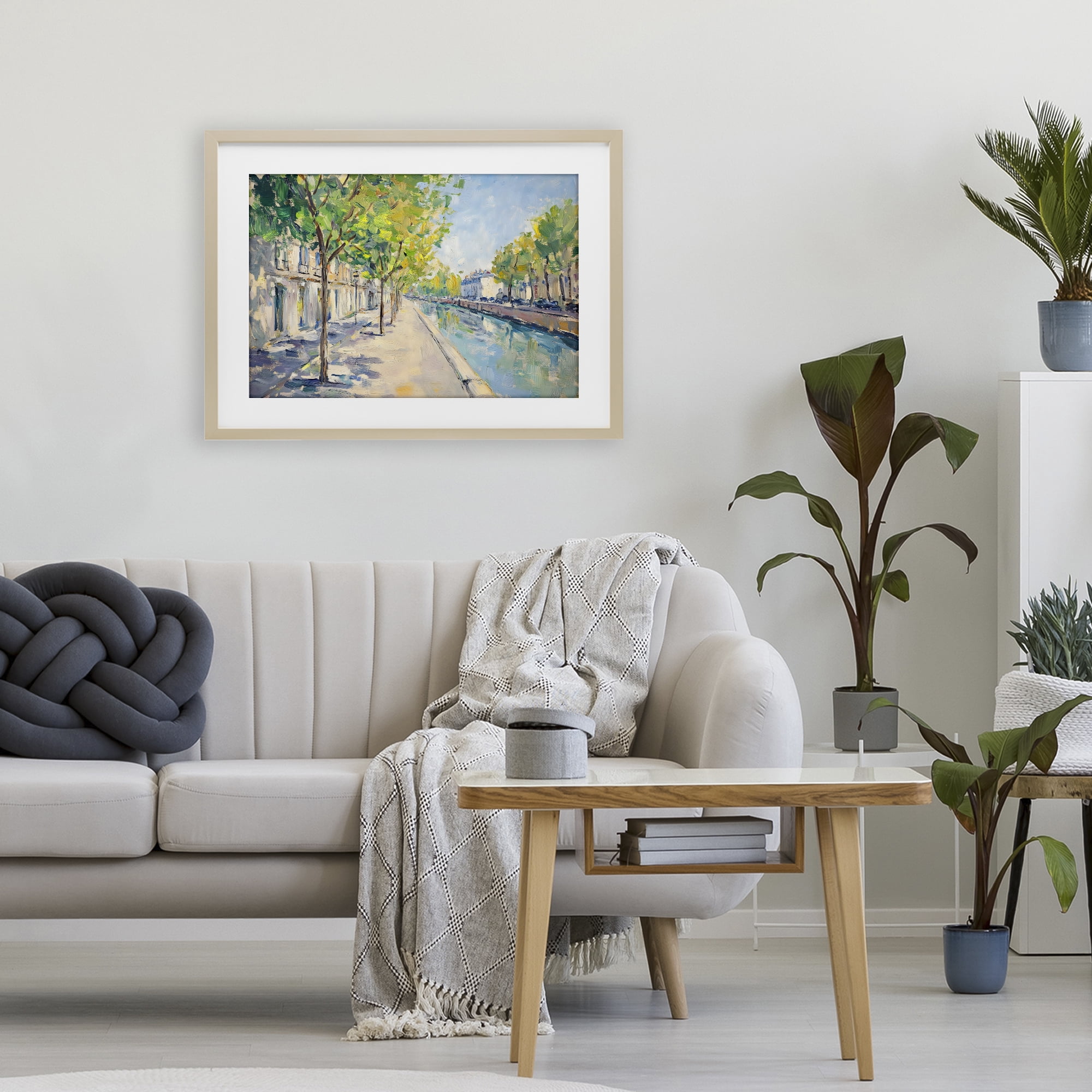 Stupell Industries Montrouge Canal Promenade Birch Framed Print Under Glass, design by Creative Studio