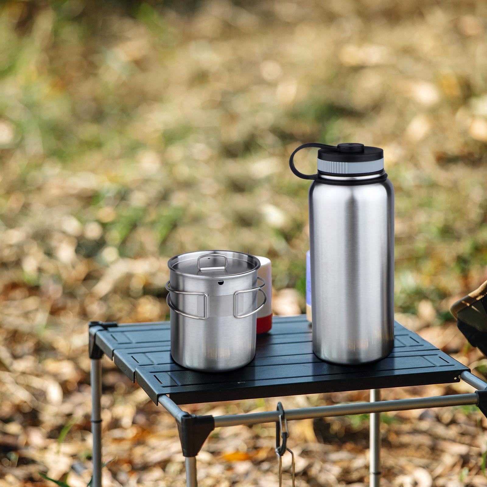 Camping Kettle Stainless Steel Outdoor Cooking Coffee Bottle and Collapsible Water with Storage Bag for Hiking Climbing