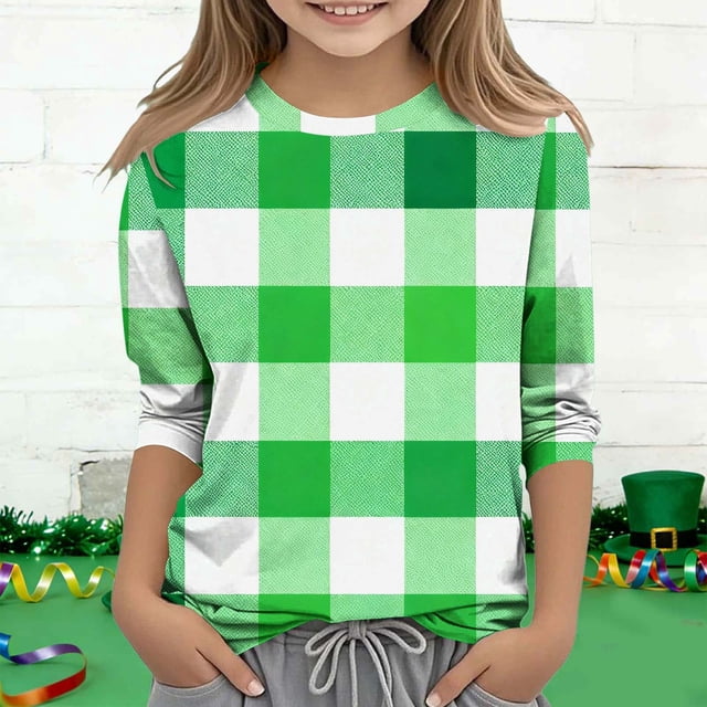 Blusas y camisas de manga larga y cuello redondo para niños y niñas, estilo casual, original, con estampado de manga 3/4 y cuello redondo, ideal para niñas de 3 a 14 años.