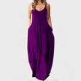 thumbnail image 1 of Lenago Robe Sans Manches Grande Taille pour Femmes Mode à Bretelles Taille Mi-Haute Col en V Sans Manches Couleur Unie Ajustée Fête Plage Longue Robe Été Robes de Plage en Liquidation, 1 of 5