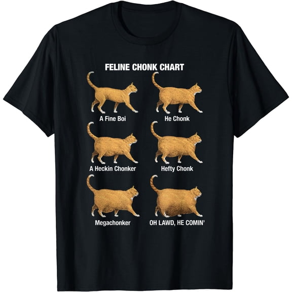Feline Chonk Cat Chart, Funny Dank Meme, Oh Lawd He Comin T-Shirt