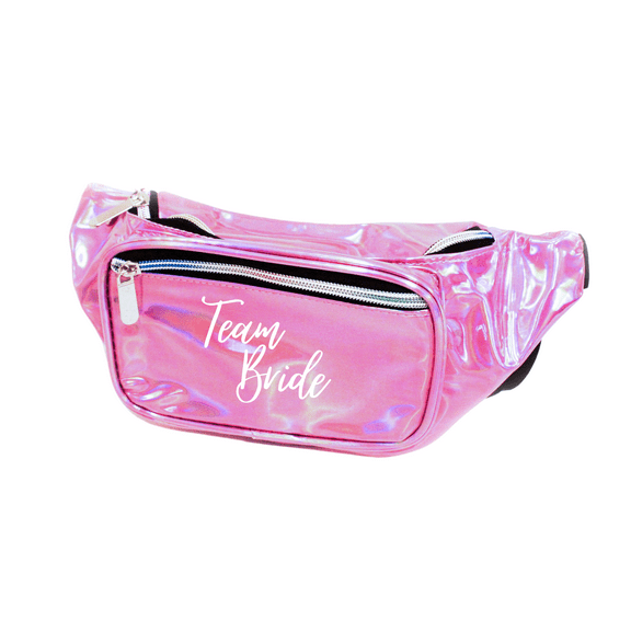 Team Bride Light Pink Holographic Metallic Fanny Pack