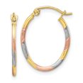 thumbnail image 1 of 10K Rhodium Plated Yellow Gold & White and Rose Rhodium Diamond Cut Hoop Earrings, 1 of 2