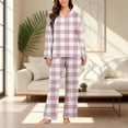 thumbnail image 2 of Womens Pajama Sets 2 Piece Lounge Sets for Women Fashion Graphic V Neck Long Sleeve Top and Elastic Waist Pants (XL, Pink), 2 of 7