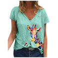 thumbnail image 3 of AMERTEER Grande Taille Femmes Manches Courtes Imprimé 3D Col Rond Hauts Tee T-Shirt Blouse T-Shirt pour Femmes, 3 of 4