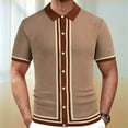 thumbnail image 3 of WREESH Men's Summer Button Down Shirts Short Knitted Loose Casual Outdoor Shirts with Solid Prints for Men's Summer Wear Pink, 3 of 6