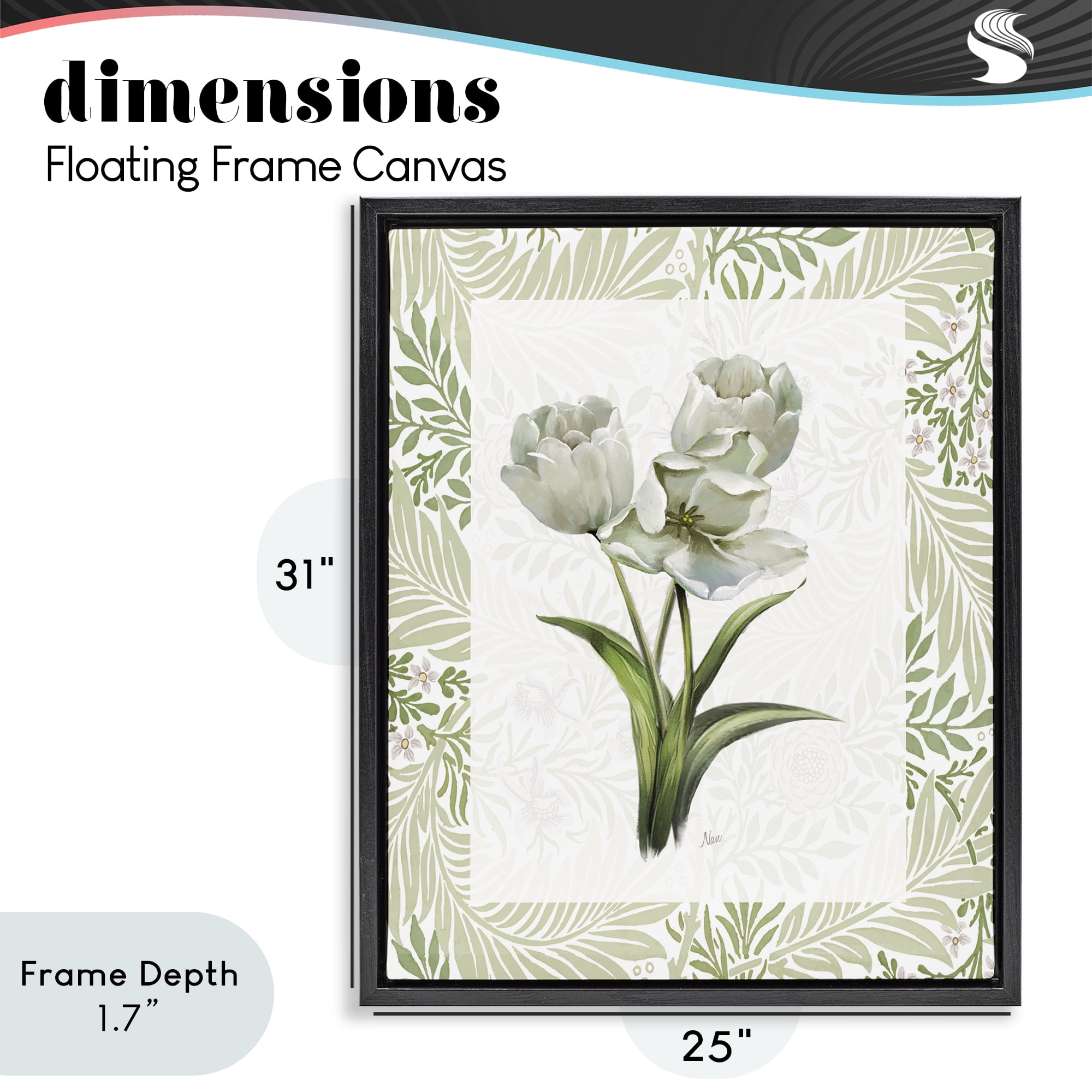 Stupell Industries Fresh Spring Tulip Bouquet Black Framed Floater Canvas Wall Art, design by Nan