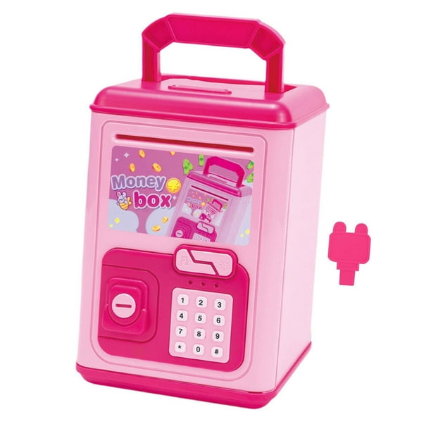 Alcancía para niños, caja de ahorro de dinero, regalo de cumpleaños, adorno ligero, multiusos. Rosa roja