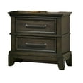 thumbnail image 2 of Benjara BM310928 26 in. Ston 2 Drawers Pewter Handles Crown Mold Wood Nightstand, Gray, 2 of 6