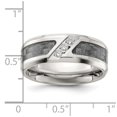 thumbnail image 5 of Auriga Fine Jewelry Stainless Steel Polsihed with Gray Carbon Fiber Inlay and CZ 8mm Men's Band Size 8, 5 of 7