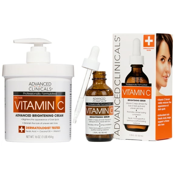 Advanced Clinicals Vitamin C Skin Care Set - Value Set of Body Cream and Face Serum