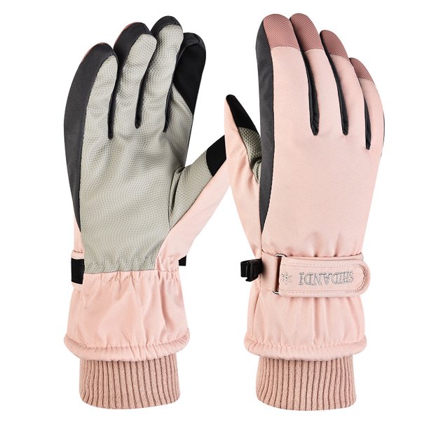 Guantes de esquí para mujer, de invierno, con pantalla táctil, acolchados de terciopelo, de algodón, cálidos, bonitos, para estudiantes, ciclismo, montañismo, impermeables, fríos y a prueba de viento