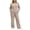 Beige, variant on Atkumj 2 Piece Sweatsuits for Women Soft Crew Neck Long Sleeve Tops and Wide Leg Pants Ribbed Knit Sets Two Piece Versatile Solid Color Slim Fit Loungewear Sets Woman S