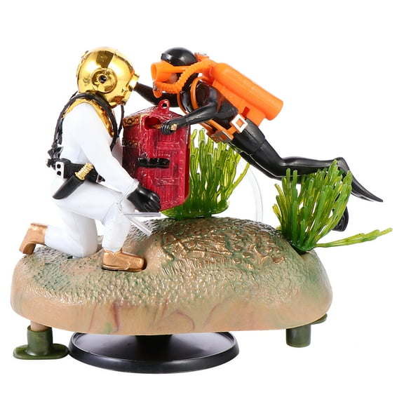 Aquarium Fish Tank Bubbler Decorations Accessories Decor Diver Ornaments Chest Treasure Decoration Landscape Stand Betta