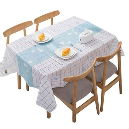 

Waterproof PVC Coffee Tablecloth Spillproof Table Mat Dining Room Table Blue 137x152cm