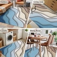 thumbnail image 6 of 2.7x5 Washable Area Rug, Abstract Geometric Non-Slip Rectangle Rug for Bedroom Bedside, Blue Brown Gradient Waves Beach Indoor Floor Mat for Home Decor, 6 of 9