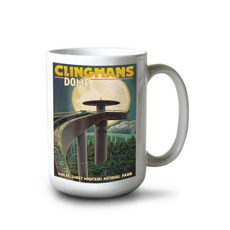 

15 fl oz Ceramic Mug Great Smoky Mountains National Park Tennessee Clingmans Dome and Moon Dishwasher & Microwave Safe