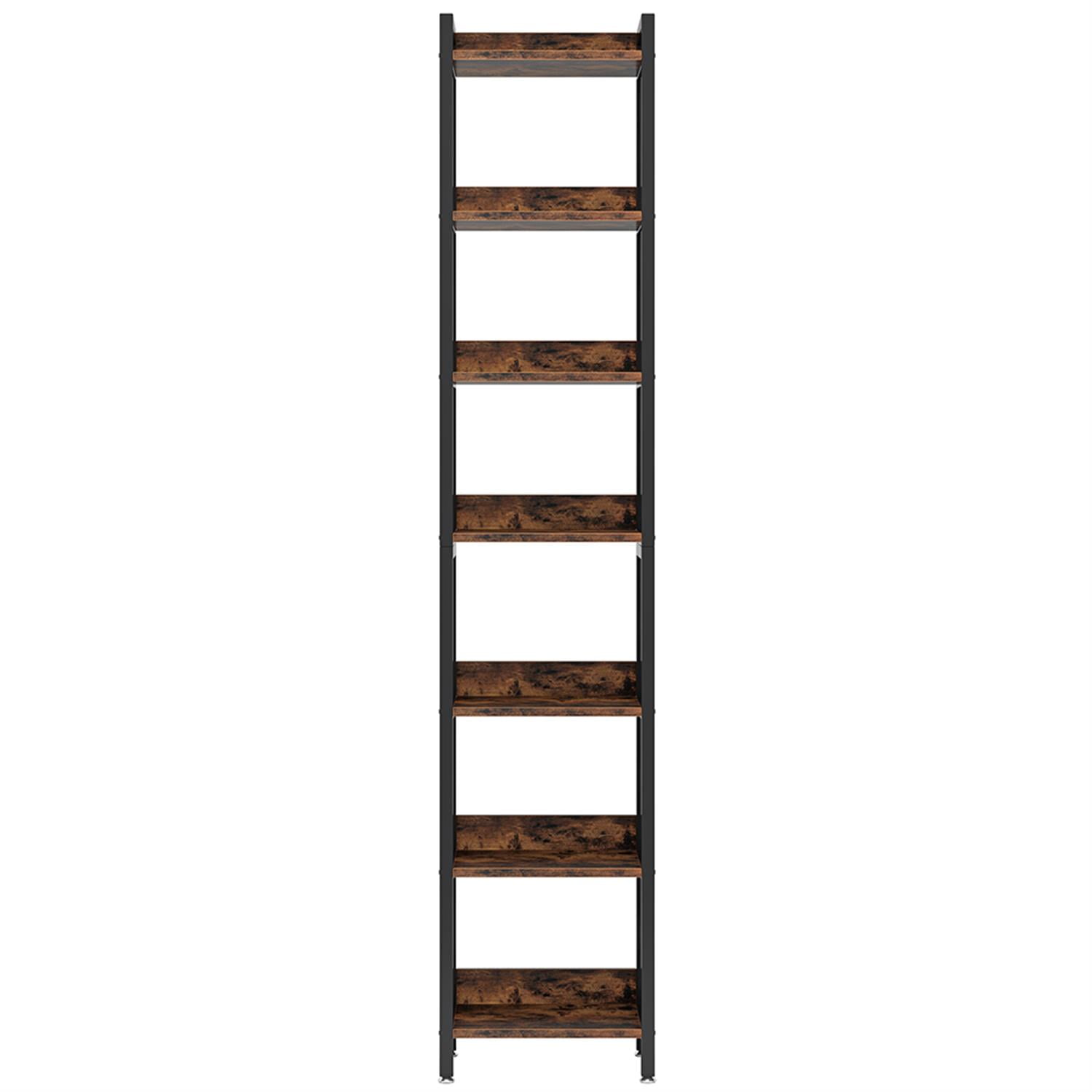Demi Bonn 7-Tier Corner Shelf, 78.7" Narrow Bookshelf Corner Bookcase for Bedroom, Living Room, Brown