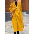 thumbnail image 4 of sicmoss Women's Yellow Double Breasted Wool Pea Coat Notch Lapel Midi Winter, 4 of 6