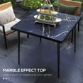 thumbnail image 3 of Square Outdoor Dining Table for 4 | Black Steel Frame & Marble Effect Glass Patio Table - 35.4" x 35.4", 3 of 7