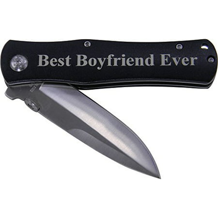 Best Boyfriend Ever Folding Pocket Knife - Great Gift for Birthday,valentines Day, Anniversary or Christmas Gift for Boyfriend, Bf (Black