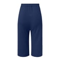 thumbnail image 3 of Pantalones capri deportivos lisos y sexys para mujer: cintura alta, pierna ancha, corte holgado y cómodo, 3 colores: blanco, negro y caqui. Tallas: S-XXL., 3 of 4