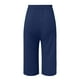 thumbnail image 3 of Pantalones capri deportivos lisos y sexys para mujer: cintura alta, pierna ancha, corte holgado y cómodo, 3 colores: blanco, negro y caqui. Tallas: S-XXL., 3 of 4